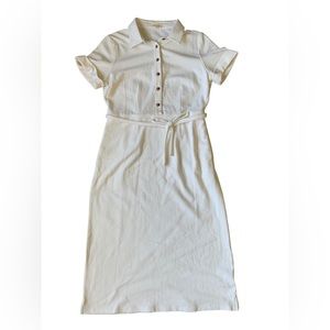 ROOLEE White Button Front Dress Midi